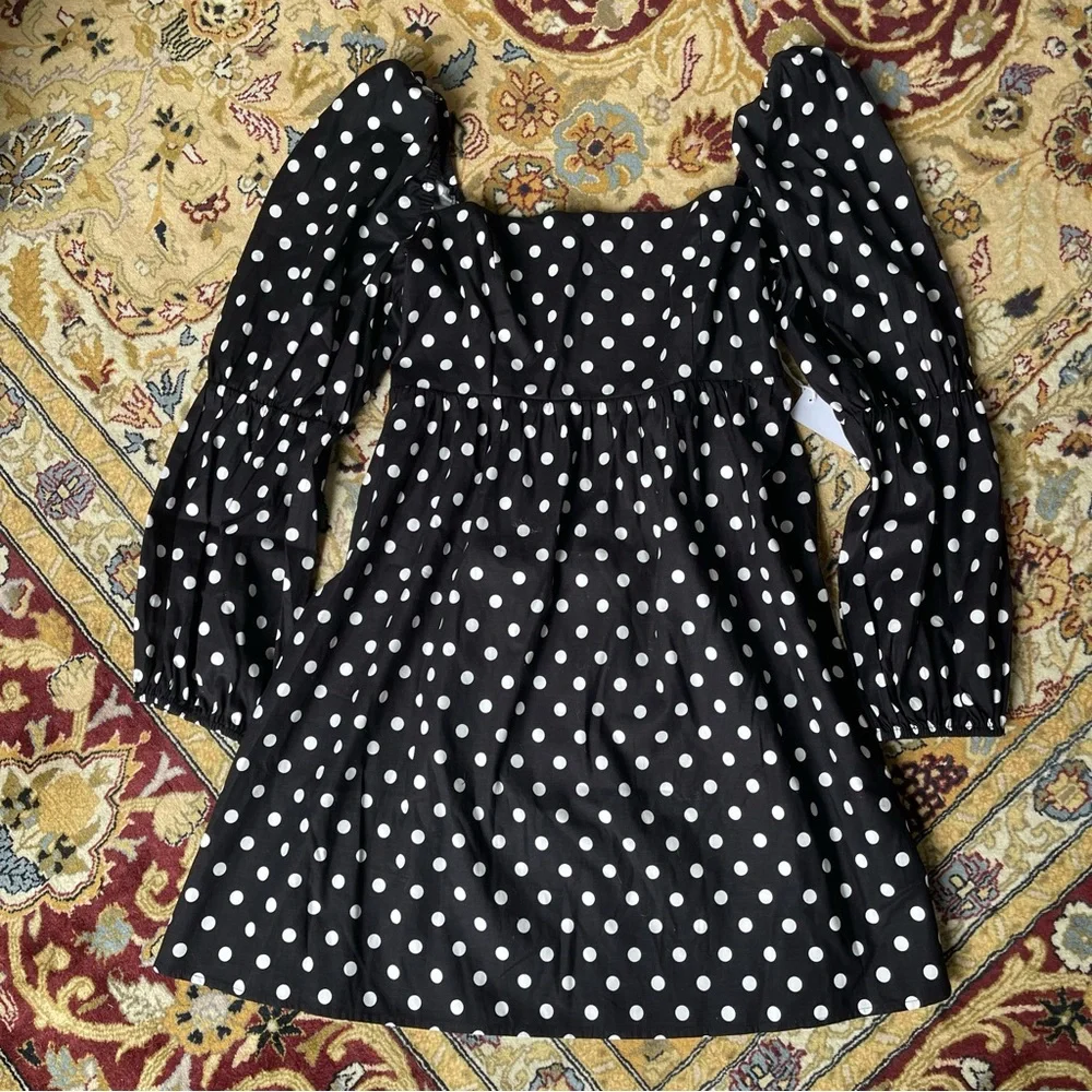 Reformation Black and White Polka Dot Mini Dress - Picture 9 of 12